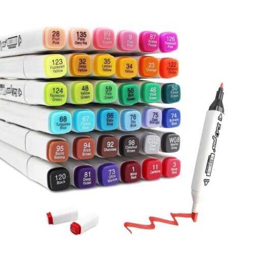 Set of 36 dual-tip markers in vibrant colors, perfect for drawing, coloring, hand lettering, and journaling