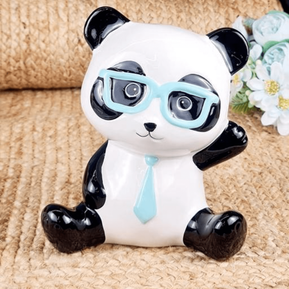 Image of Black and white Pand piggy bank.