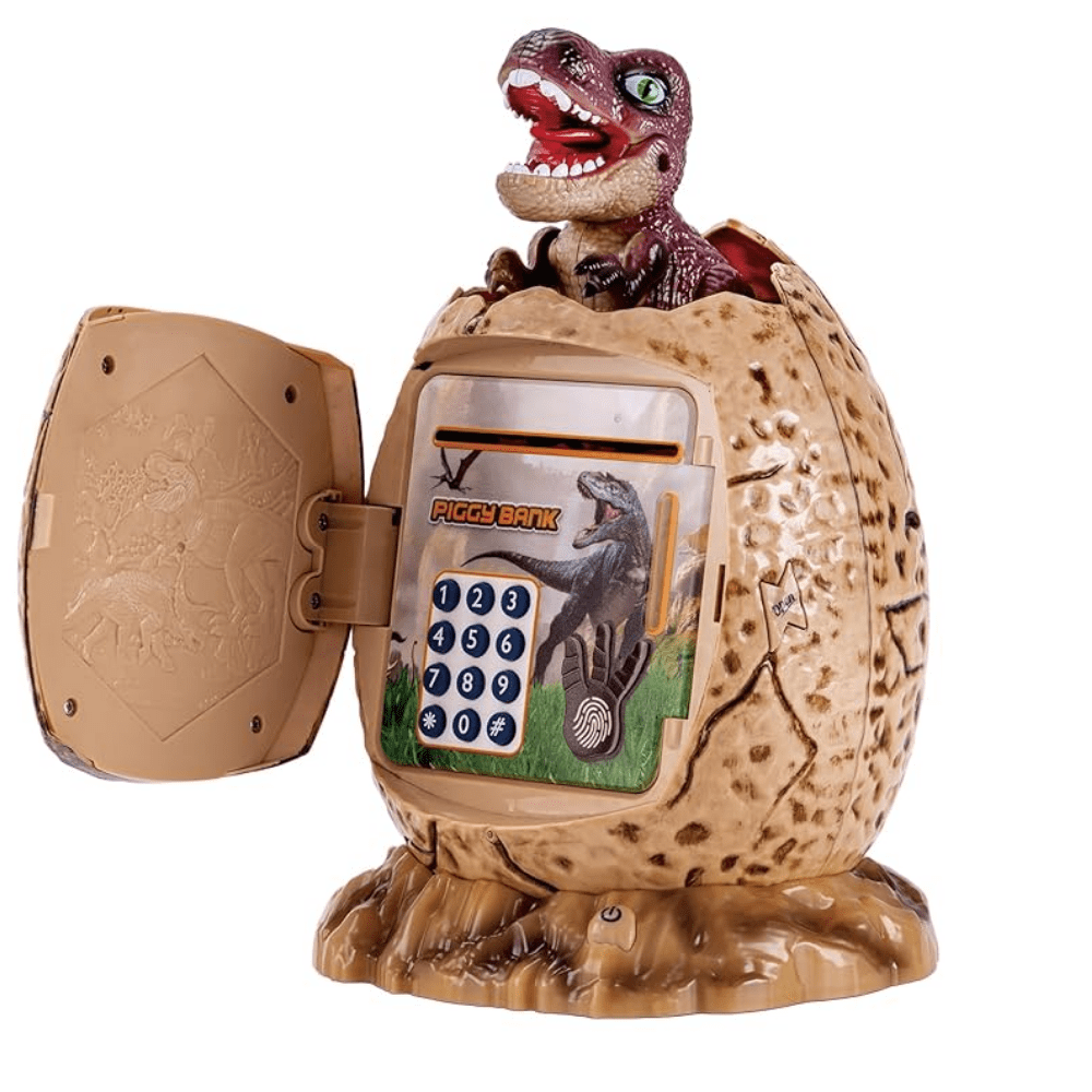 Image of Money Holder Dino-Egg in brown color with a passcord.