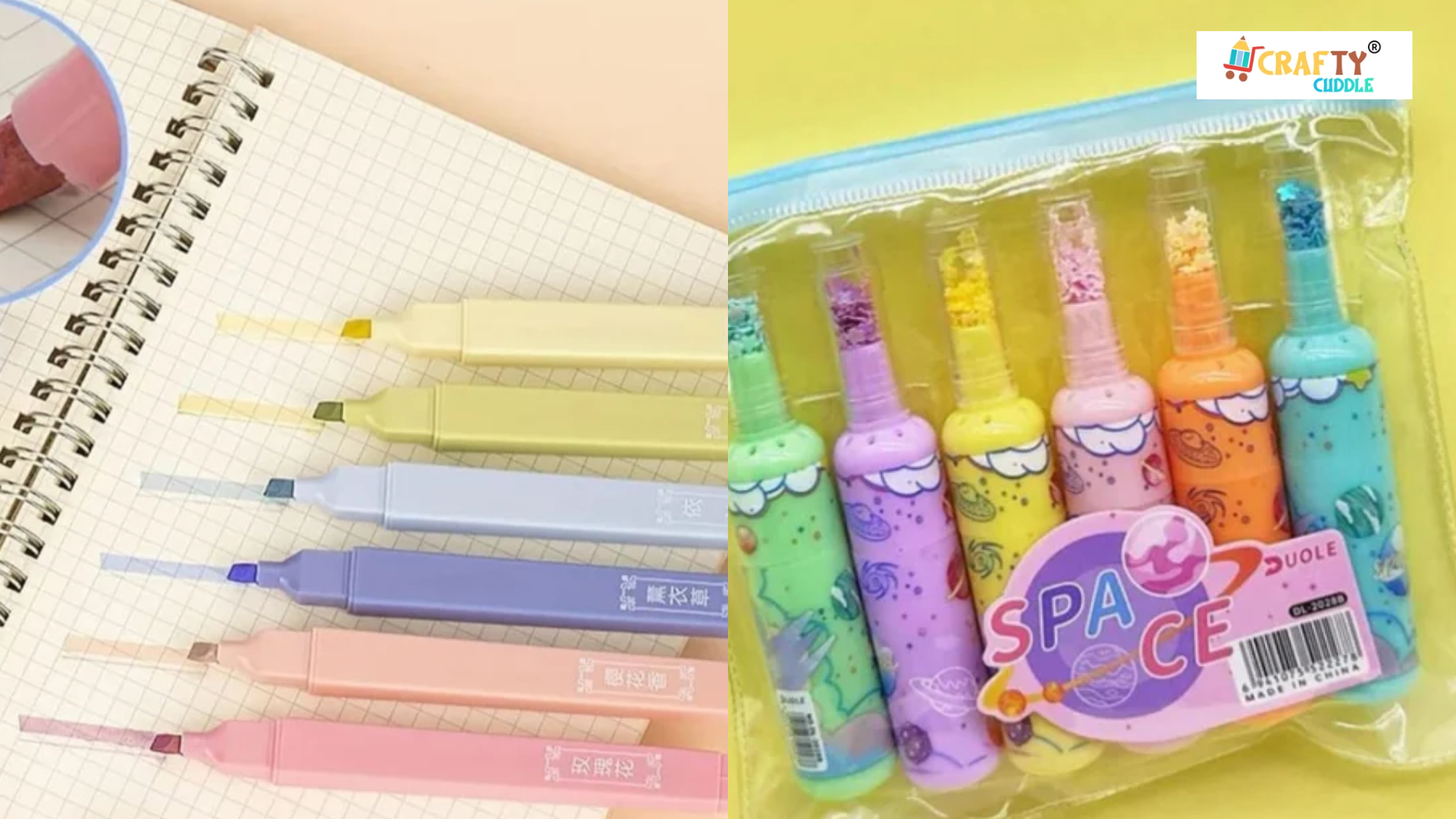 Image of collage of galaxy highlighters and scented highlihters