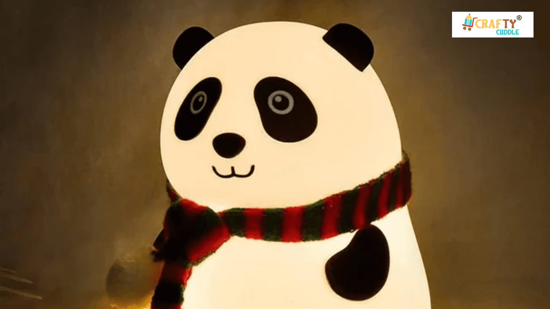 Image of Glow Panda Lamp that is glowing in the dark.