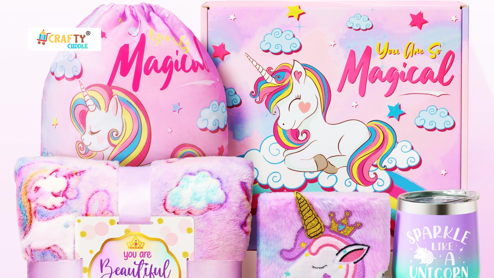 Image of unicorn themed gifts hamper.