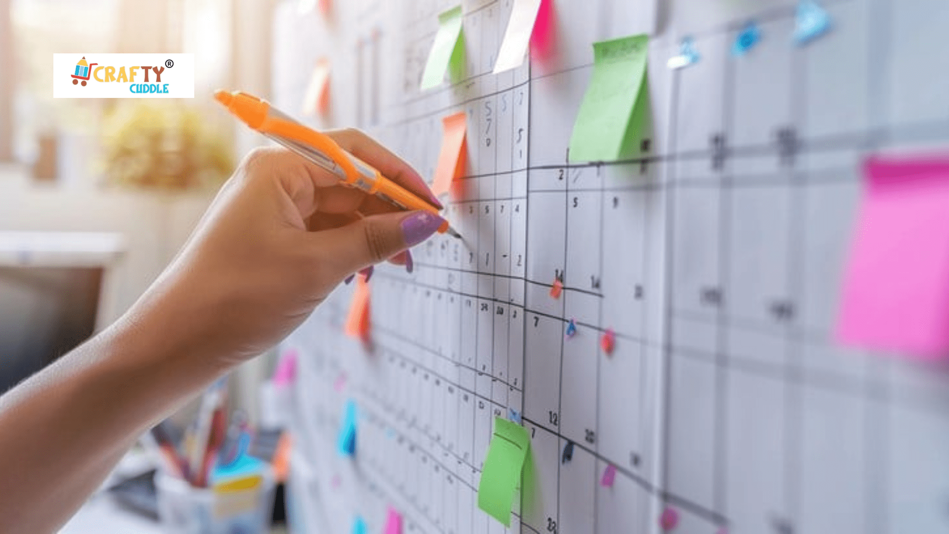 Image of person updating the sticky notes on the white board.
