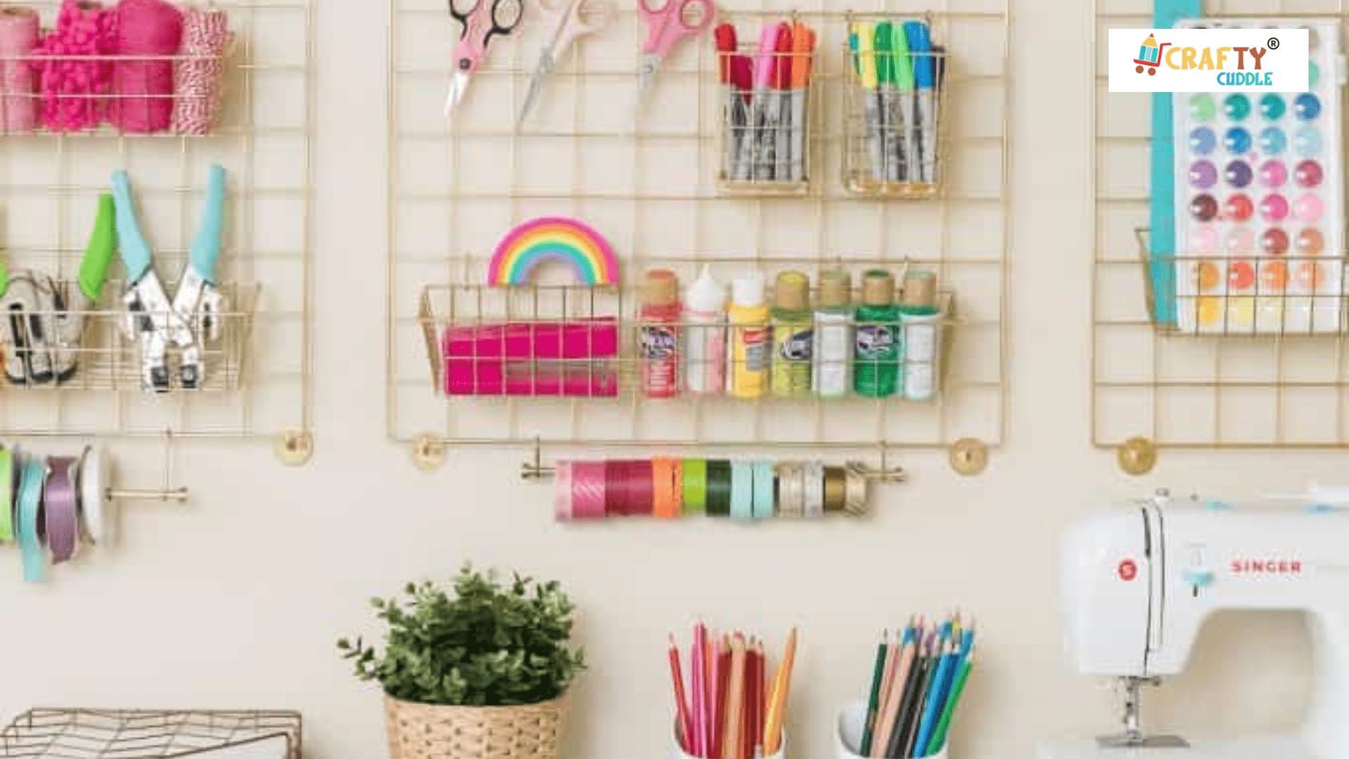 Image of the craft room in which every craft stationery is put in the organziers.