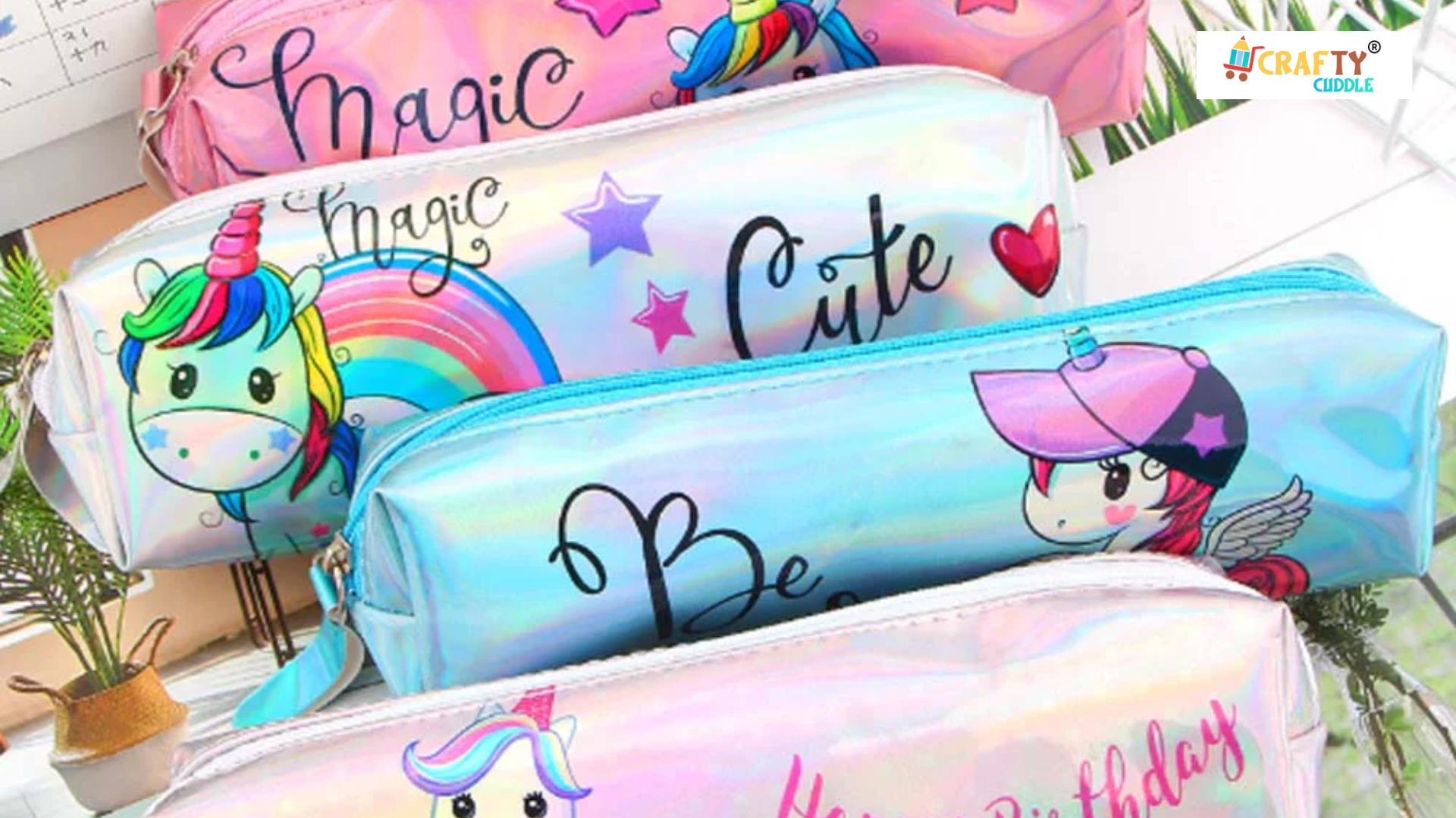 Image of unicorn themed pencil pouches.