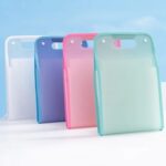 An A4 manila file folder with a built-in handle, ideal for school and office document storage. Buy online now.