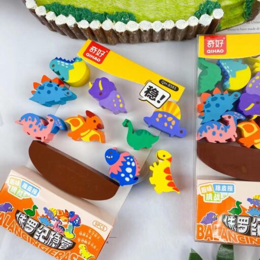 Animal Balancing Eraser SetErasersCRAFTY CUDDLEColorful dinosaur - shaped erasers with packaging on a white backgroundanimalerasersbacktoschoolsupplies