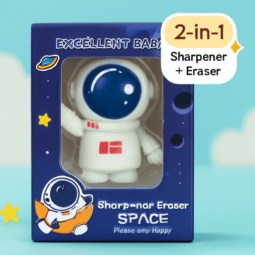 Astronaut 2 - in - 1 Sharpener and EraserStationery > Erasers & SharpenersCRAFTY CUDDLESharpener and eraser with astronaut design in packaging on a blue backgroundAstroDeskAstronautLife