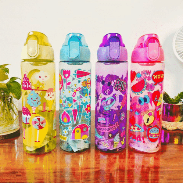 Colorful Kids Water Bottle with Fun PrintsLeakproof Water BottleCRAFTY CUDDLEColorful Kids Water Bottle with Fun Printspink