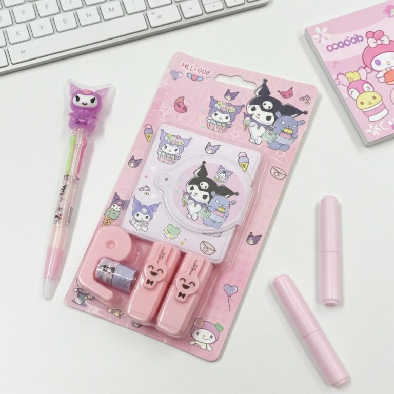 Kuromi Stationery Gift SetStationery SetsCRAFTY CUDDLESet of stationery items with cartoon characters on a white surfaceBackToSchoolCuteStationery
