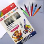 Pack of 6 magic color-changing markers with caps removed to show tips