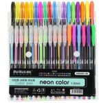 Pack of 36 neon gel highlighter pens in bold assorted colors, smear-resistant ink ideal for note-taking.