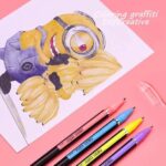 Neon gel highlighter pens set, 60 bold shades, smooth writing, and smudge-proof for study projects.