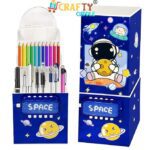 Front view of Space Explorer Pop-Up Pen Stand with mirror