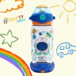 Crafty Cuddle Space Theme VEST Sipper Water Bottle for Kids – Leak-Proof, Fun & Stylish Hydration Bottle with Astronaut Design – BPA-Free, Durable, Ideal for School & Travel