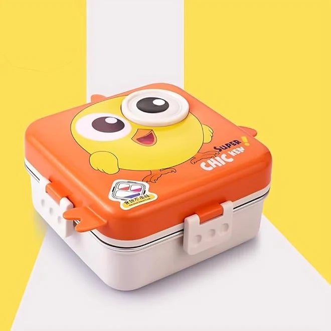 Image of super bento chicken box in orange and white color.