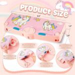 Multifunctional unicorn pink pencil box for girls – 245x100x35mm with one-click buttons for sharpener, scissors, tape, and rubber box