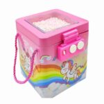 Unicorn-themed tin piggy bank with passcode lock