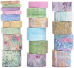 Washi Tape 20 Rolls – The Silence in the Painting SeriesCRAFTY CUDDLEStacks of colorful washi tape with floral and abstract patterns.