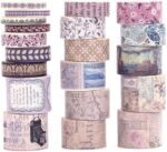 Washi Tape Box of 20 – Letters from Anna SeriesCRAFTY CUDDLEStacks of decorative tape with various patterns and text on a white background
