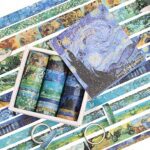 Washi tape set with Van Gogh artwork designs in a decorative box.