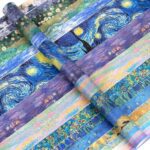 Rolls of decorative washi tapes with Van Gogh 'Starry Night' design.