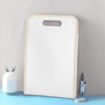 White A4 document wallet with ergonomic handle, great for school assignments.