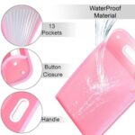 Clear plastic A4 folder with top handle and slip-resistant grip for office documents.