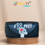 Black mesh pencil pouch for kids with ‘EXPECT’ print and football keychain | Stylish school stationery organizer by Crafty Cuddle