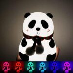Cute panda night lamp with multiple color modes – pink, red, green, blue, and white LED lights – ideal for kids' bedroom decor, mood lighting, and gifting