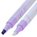 This image includes two set of highlighters coloured blue and white with cap open
