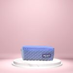 Purple retro-style pouch with zipper, perfect for storing small items