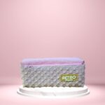 Pink retro-style pouch with zipper, perfect for storing small items