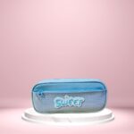 An image of a pencil pouch of blue color with sweet named on it.