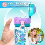 VEST Mermaid theme kids bottle with one-click open lid for easy, spill-free drinking and quick access.