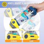 Leakproof 650 ml kids bottle with one-click sipper lid, fun dino-space design, BPA-free, and dishwasher safe.