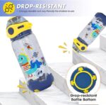 650ml VEST Space Dinosaur water bottle with adjustable strap, dust-proof sipper, and durable BPA-free build.