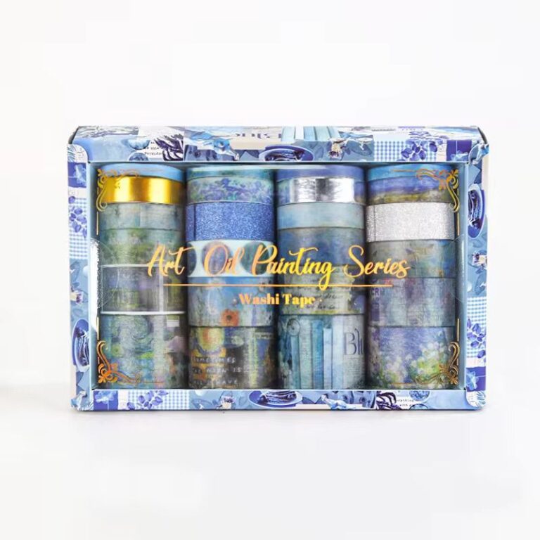 Set of washi tape rolls in a decorative box with 'Art Oil Painting Series' text.