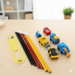 Construction Truck Kids Stationery SetStationery SetsCRAFTY CUDDLEColorful toy construction vehicles erasers and pencils on a wooden surfacekidsstationery cutestationery schoolsupplies backtoschool stationerylove cartoonstationery kawaiistationery kidsgifts returngifts studentessentials stationeryshop creativekids schoolessentials giftideasforkids trendingproducts shopnow