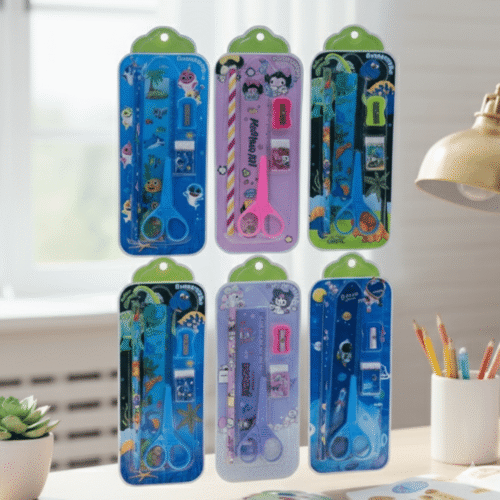 Kids 5 - Piece Cartoon Stationery SetStationery SetsCRAFTY CUDDLESet of six children's stationery sets in colorful packaging on a desk.Pack of 6kidsstationery cutestationery schoolsupplies backtoschool stationerylove cartoonstationery kawaiistationery kidsgifts returngifts studentessentials stationeryshop creativekids schoolessentials giftideasforkids trendingproducts shopnow
