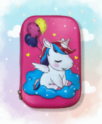 Pink case with a unicorn design on a colorful background