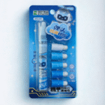 Pen Shape Eraser with RefillsErasersCRAFTY CUDDLEPackaging of an eraser with multiple refills on a blue backgroundBluecutestationery stationerylover stationeryaddict schoolstationery kidsstationery studyessentials stationeryhaul backtoschool noveltystationery deskaccessories