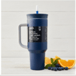 Owala Max Insulated Stainless Steel TumblerTumblersCRAFTY CUDDLEBlue insulated tumbler with handle on a white surface with oranges and blueberries.NavyOwalaTumbler 1200mlTumbler InsulatedTumbler StainlessSteelCup TravelMug HotAndColdBottle StrawLidTumbler HydrationGoals LeakproofBottle LargeCapacityBottle