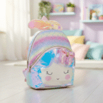 Cute Mermaid Mini Backpack for GirlsKids BagsCRAFTY CUDDLEPastel - colored backpack with a smiley face design on a light wooden floor.PinkMermaidBackpack CuteKidsBag GirlsBackpack MiniBackpack HolographicBag GlitterBackpack PastelAesthetic KidsFashion ToddlerBackpack BackToSchool GiftForGirls UnicornVibes CuteAccessories KidsTravelBag TrendyKids