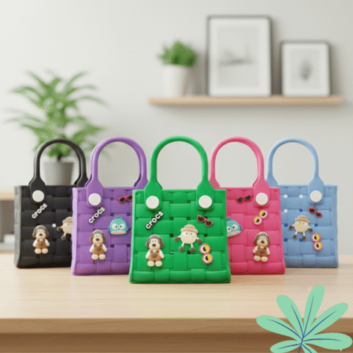 Waterproof EVA Handbag for GirlsKids BagsCRAFTY CUDDLEFive colorful children's handbags with cartoon character decorations on a wooden surface.BlackKidsToteBag GirlsHandbag CuteKidsAccessories WaterproofBag CartoonBag MiniTote KidsFashion TrendyForKids GiftForGirls EverydayCarry