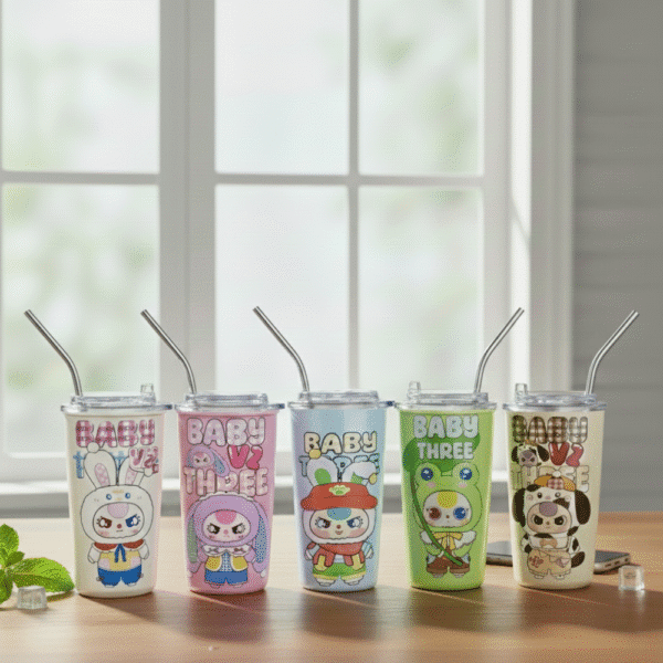 Baby Three Cartoon Printed Sipper Tumbler