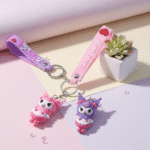 Kuromi Theme Keychain with StrapKeychainsCRAFTY CUDDLETwo cute keychains with cartoon characters on a pastel background1CuteKeychain GothicBunny KawaiiAccessories GirlsBagCharm CartoonKeyring ReturnGifts BackpackAccessory TrendyKeychains SiliconeKeychain GiftForGirls