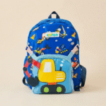 Kids Cartoon Backpack with Detachable Sling BagKids BagsCRAFTY CUDDLEChildren's blue backpack with construction vehicle pattern on a beige backgroundVehicle BlueKidsBackpack CartoonSchoolBag NurseryBag PreschoolBackpack ToddlerSchoolBag SchoolBagForKids LightweightBackpack KidsTravelBag KindergartenBag BackpackWithSling