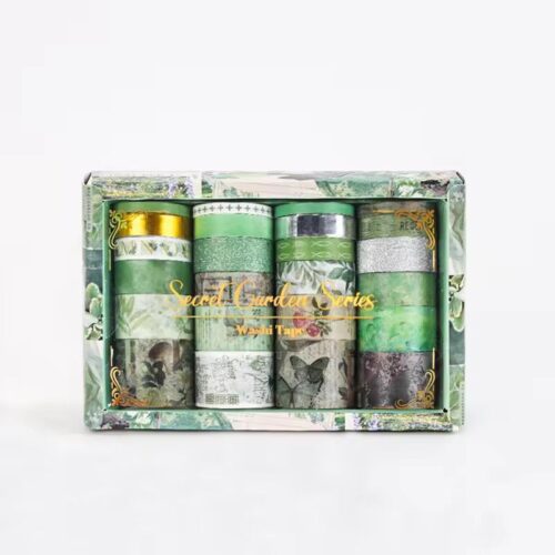 Set of washi tapes in a decorative box with 'Secret Garden Series' text on a white background.