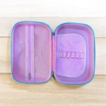 Deep Sea Mermaid Pencil CasePencil PouchCRAFTY CUDDLEPink pencil case with blue zipper on a wooden surfaceMermaidPencilCase MermaidStationery GirlsSchoolSupplies EVAHardCase SchoolPencilBox CartoonPencilCase KidsStationery MermaidTheme BackToSchool CuteStationery